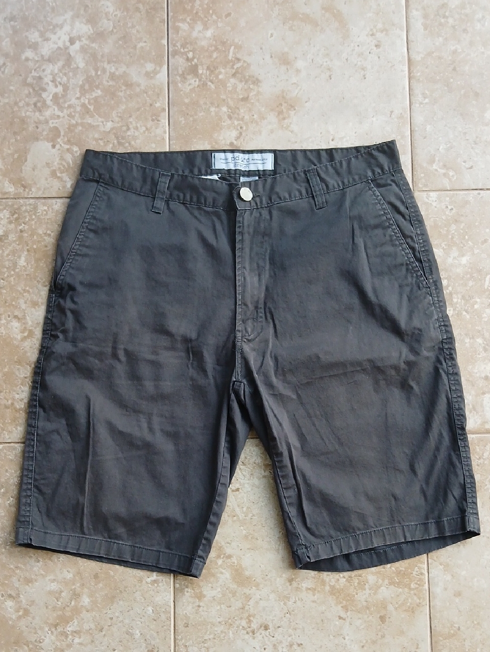 PD&C Men's 34 Dark Gray Flat-Front Cotton Khaki Shorts
